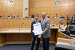 Photo of Councilmember Sherman presenting a proclamation declaring November Epilepsy Awareness Month in the City of San Diego
