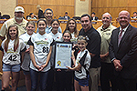 Photo of Councilmember Sherman with the Tierrasanta Canyon Girls Softball Team