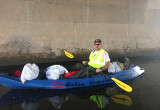 Photo of Councilmember Sherman in the San Diego River Park Foundation annual Kayak and Shore Clean-up