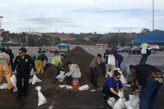 Photo of People at the El Niño Sandbag Event at Qualcomm Stadium
